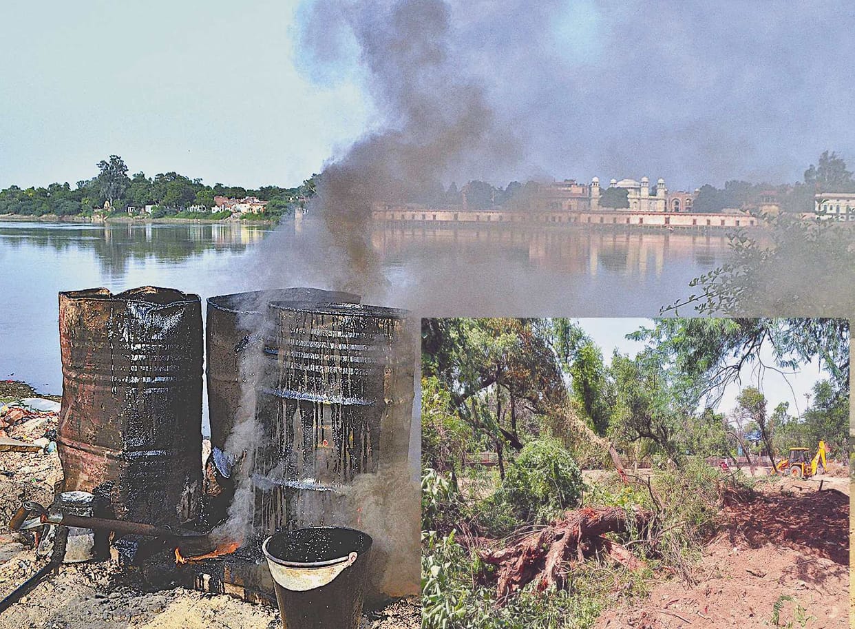 tajmahal: slaughtering of greenery, the deposited soot