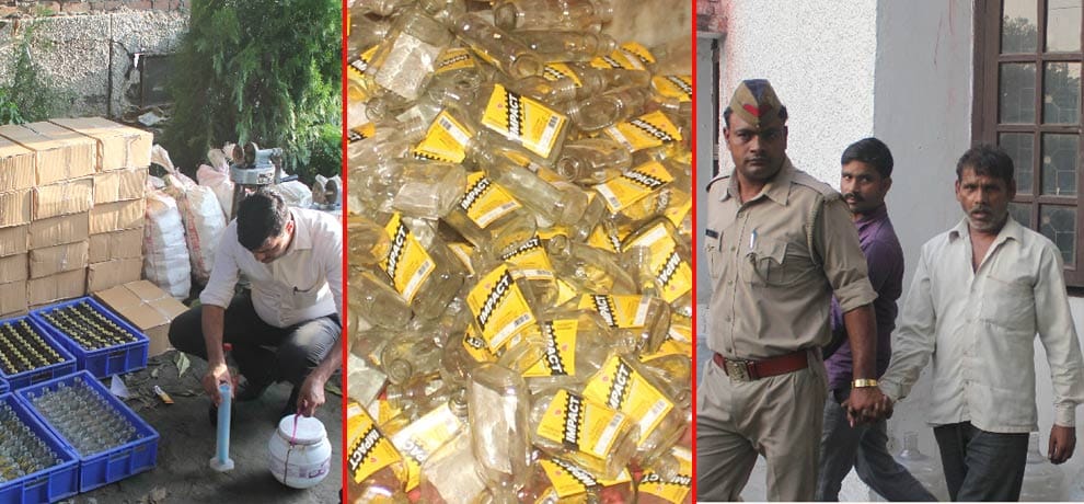 Raw alcohol seized, three jailed