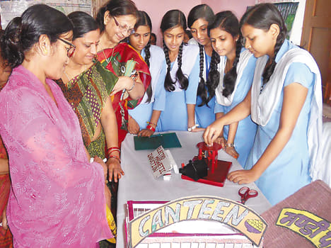 The girl students showed talent in science competition