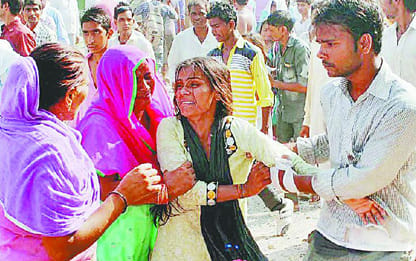 The crowd erupted over the death of a child