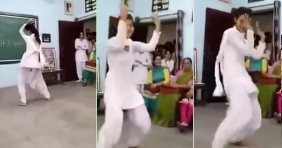 school girl dancing like singer and dancer sapna chaudhary, video viral on social media