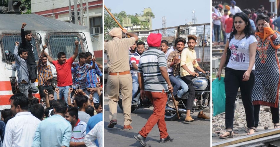 Lathicharge in Ludhiana when protesters stop the train