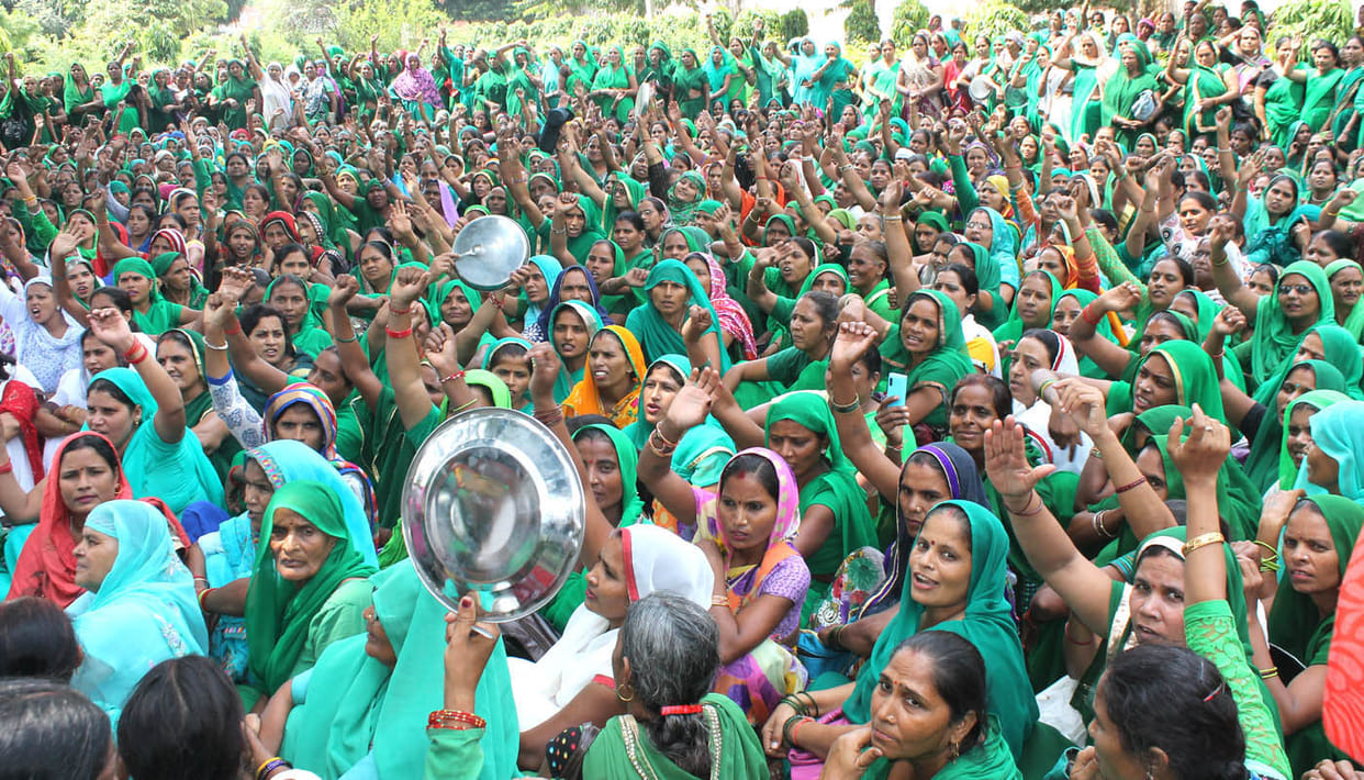 Anganwadi workers have also performed at the Collectorate