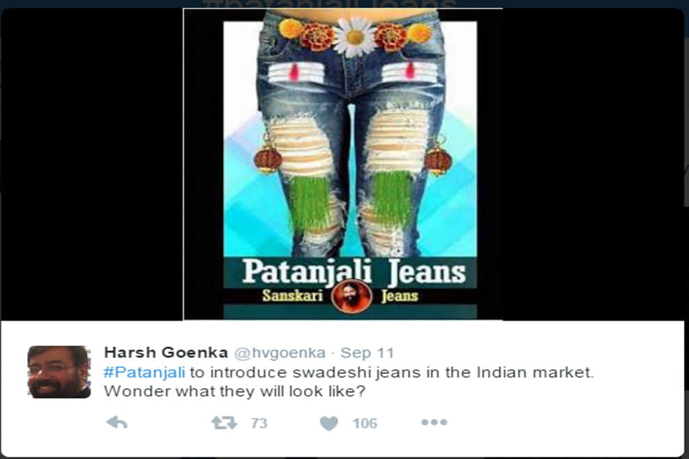 twitter trolls Patanjali jeans and various swadshi designs 