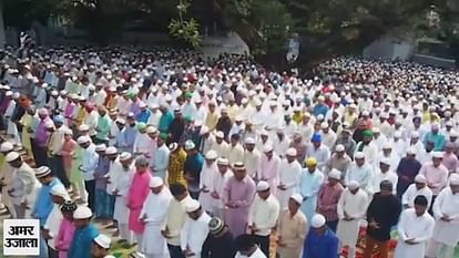 Muslims performing the Eid Prayer in Haldwani eidgah