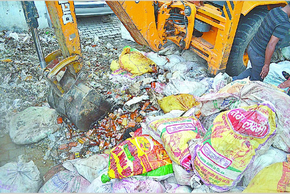 Illegal wine wrecked by JCB