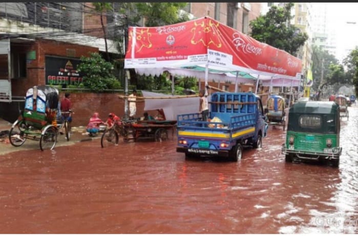 Blood river in Dhaka street after eid