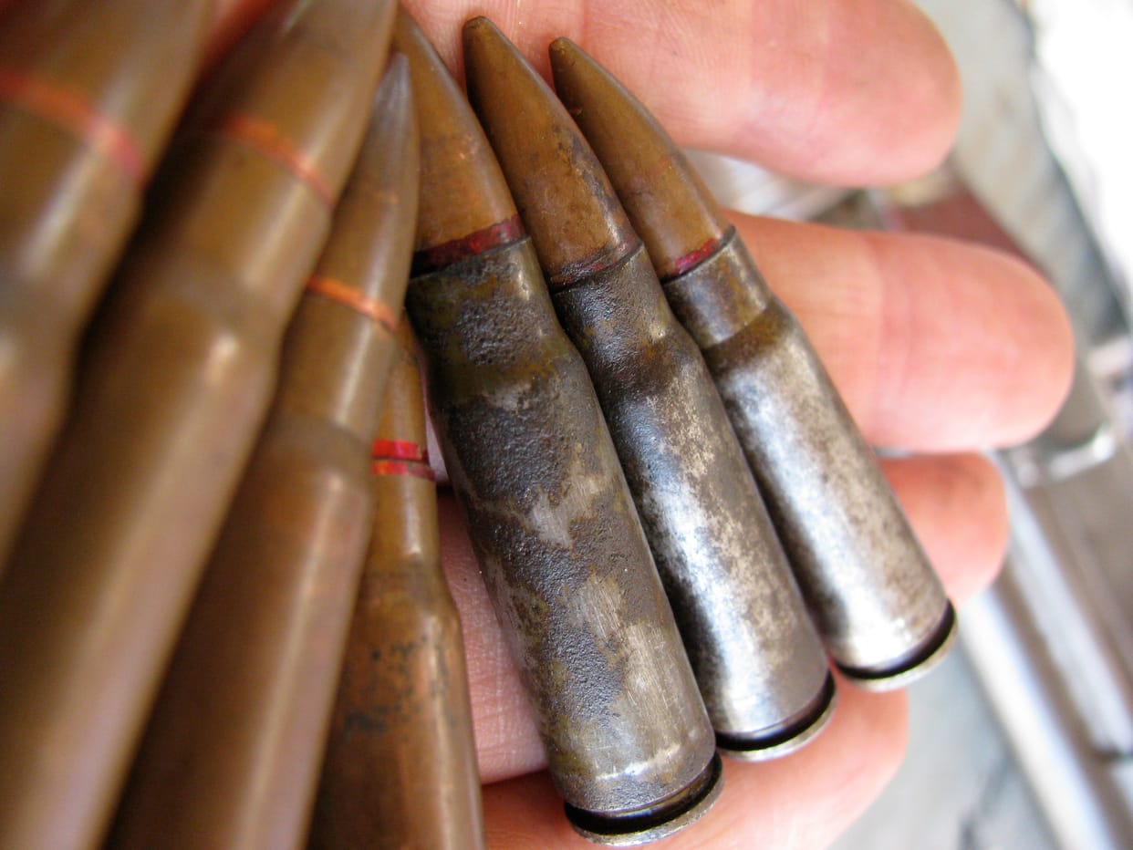 man unknown of AK47 bullet in his feett