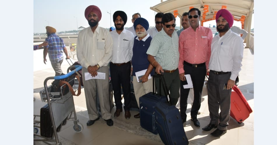The first international flight passengers at the International Airport