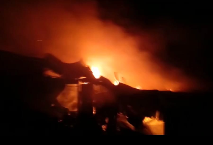 fire in a plywood showroom in kakori in lucknow.