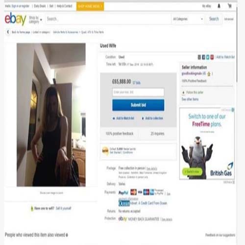 Man puts wife for SALE on eBay