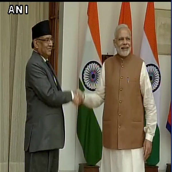 Nepal Prime Minister Pushpa Kamal Dahal meets PM Narendra Modi