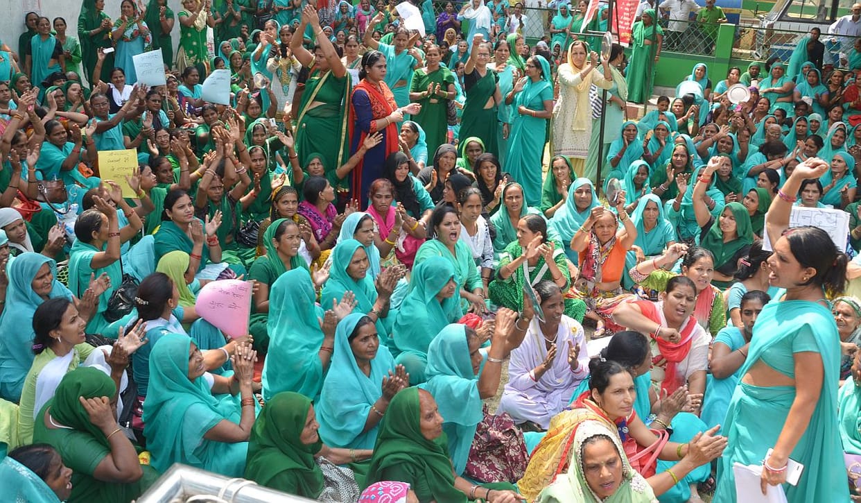 The district headquarters anganbadis Halla Bol.