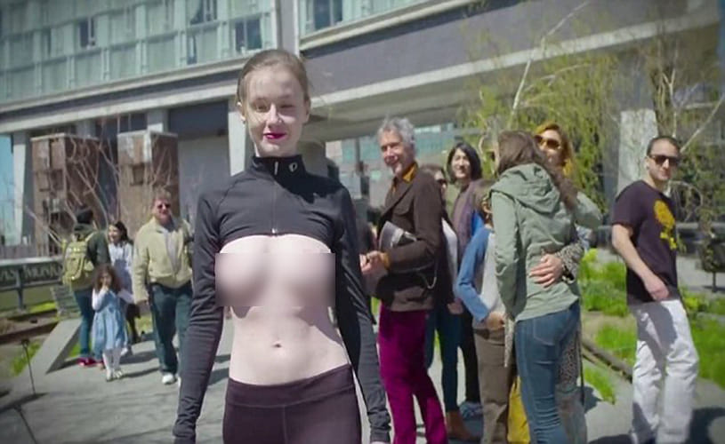 Model walks topless in support of Free Nipple