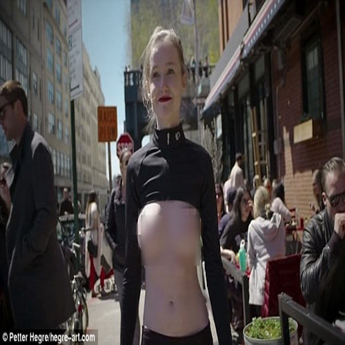 Model walks topless in support of Free Nipple