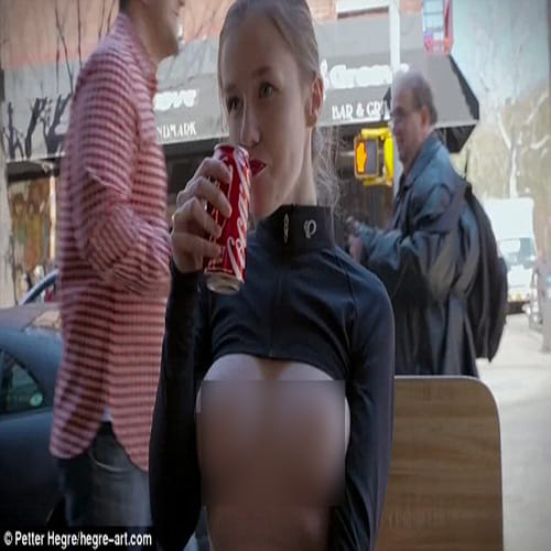 Model walks topless in support of Free Nipple