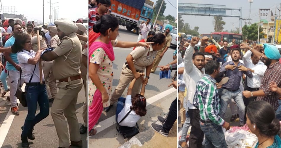 Union worker protest at delhi chandigarh highway, people injured in police lathicharge