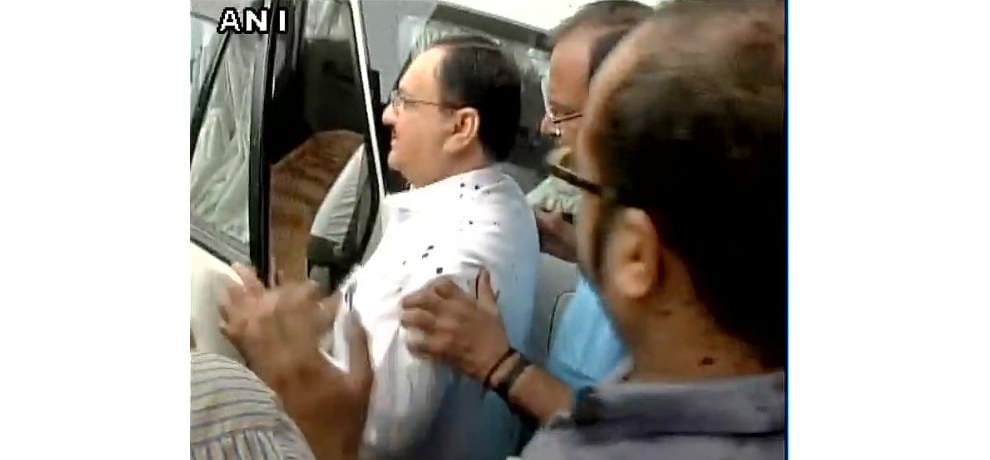 AIIMS Students Throw Ink At Union Health Minister JP Nadda