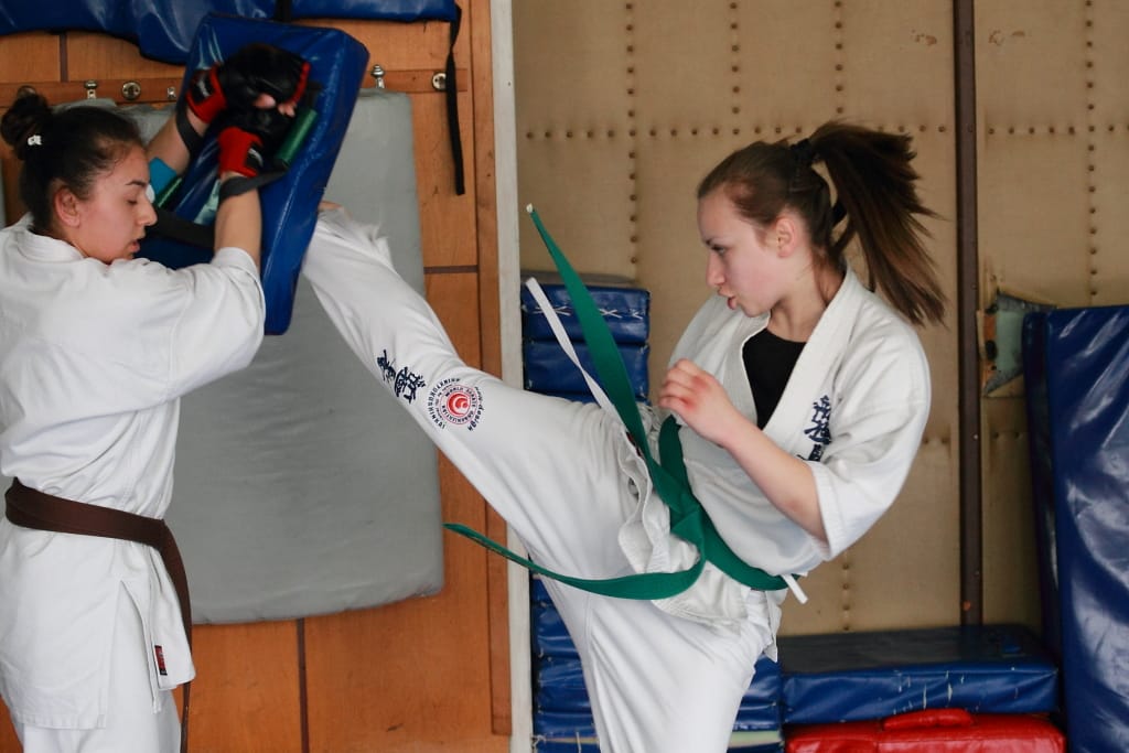 judo karate training in school.