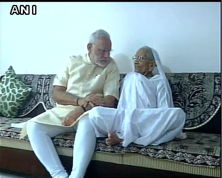 PM Modi meets his mother on the occasion of his birthday today