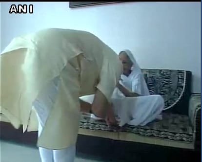 PM Modi meets his mother on the occasion of his birthday today