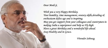 virendra sehwag wishes PM modi on his 66th birthday