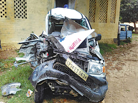 Truck collided with an ambulance, four injured