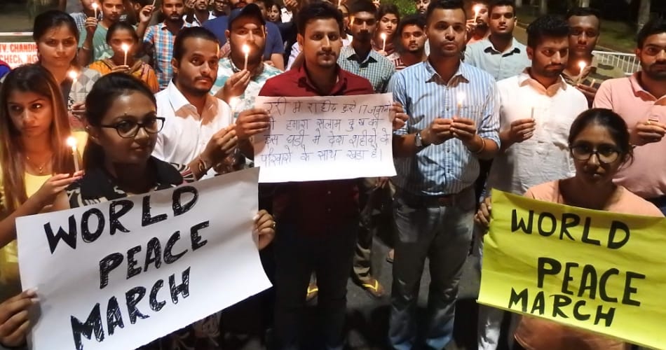 punjab university student candal march against terror attack on army camp in uri of baramula
