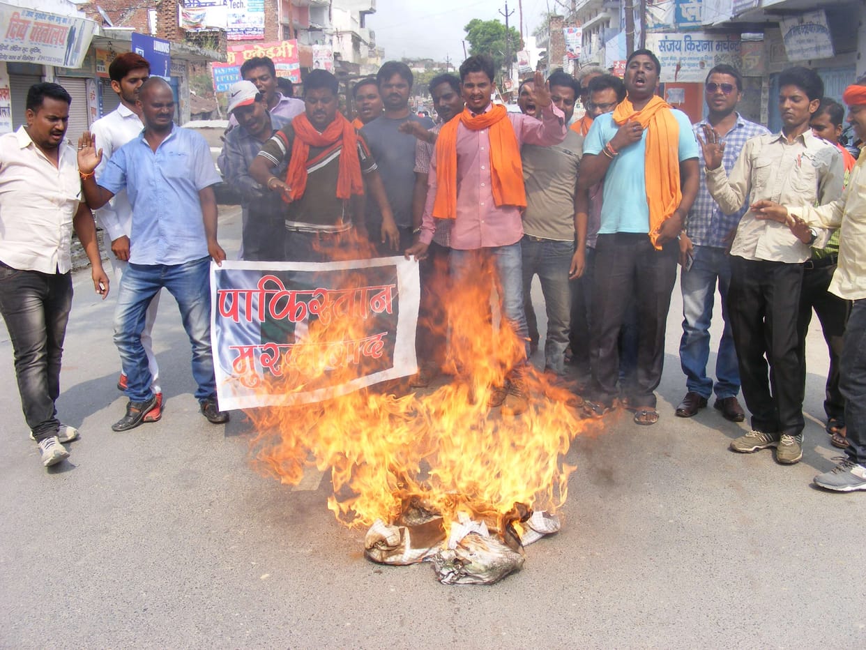 Burnt effigies of Nawaz Sharif