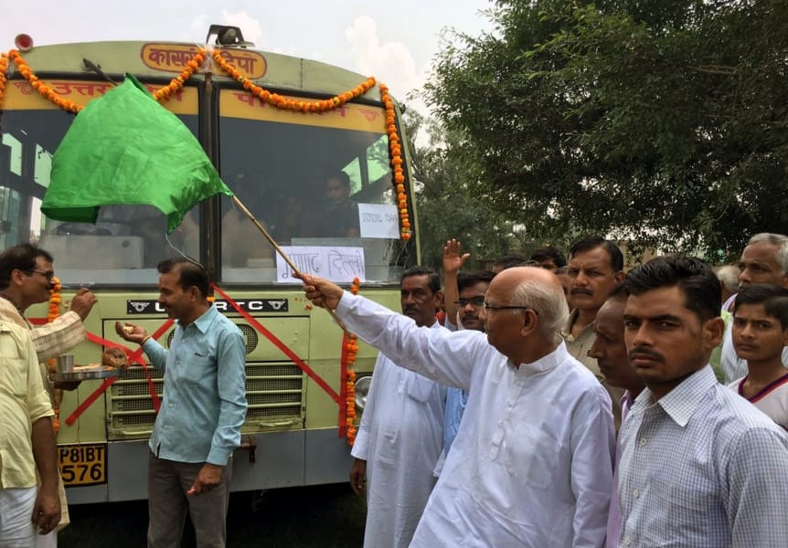gangaagadh-dillee bas seva ka parivahan raajyamantree ne kiya shubhaarambh