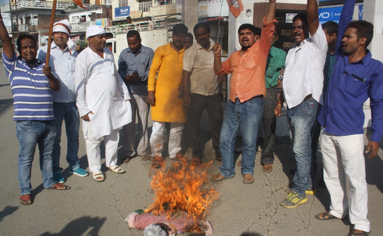 Burned an effigy of Pakistan against terrorist attack