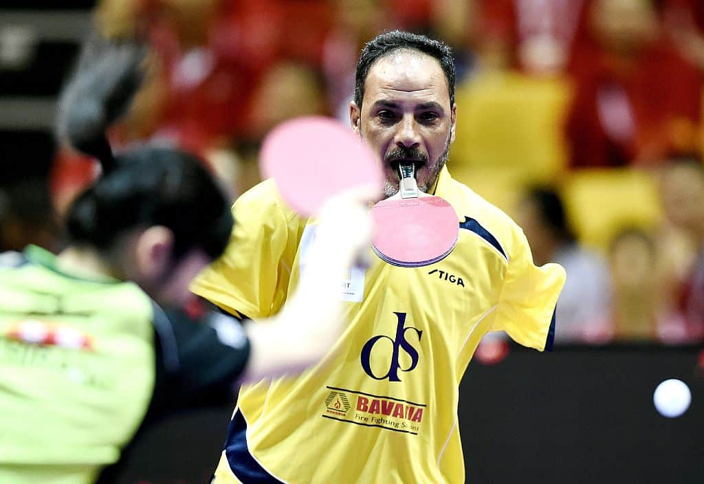 TT player Who playes with help of mouth and foot 