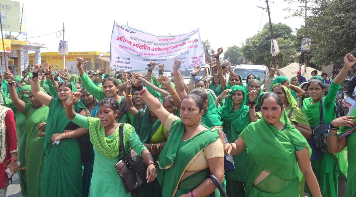 Anganwadi workers have blocked the highway