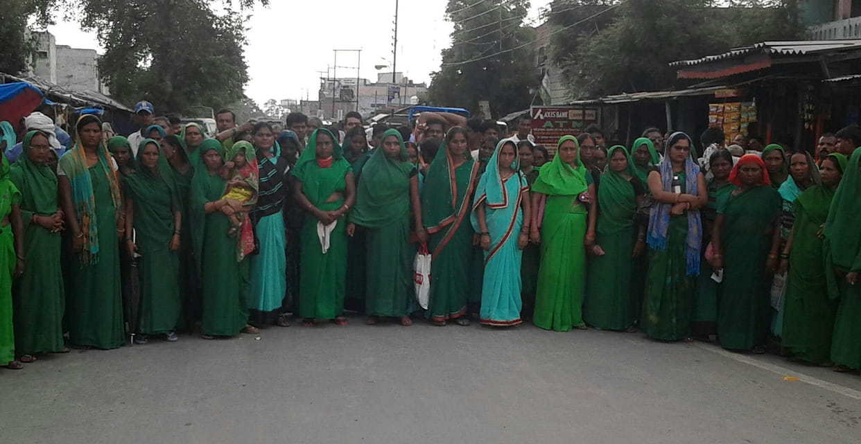 aanganbadi workers protested1