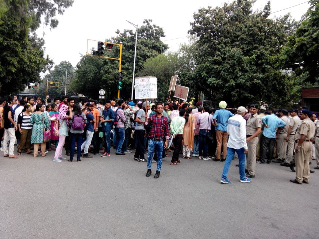 punjab university ,hunger strike ,fee hikes ,halla bol 