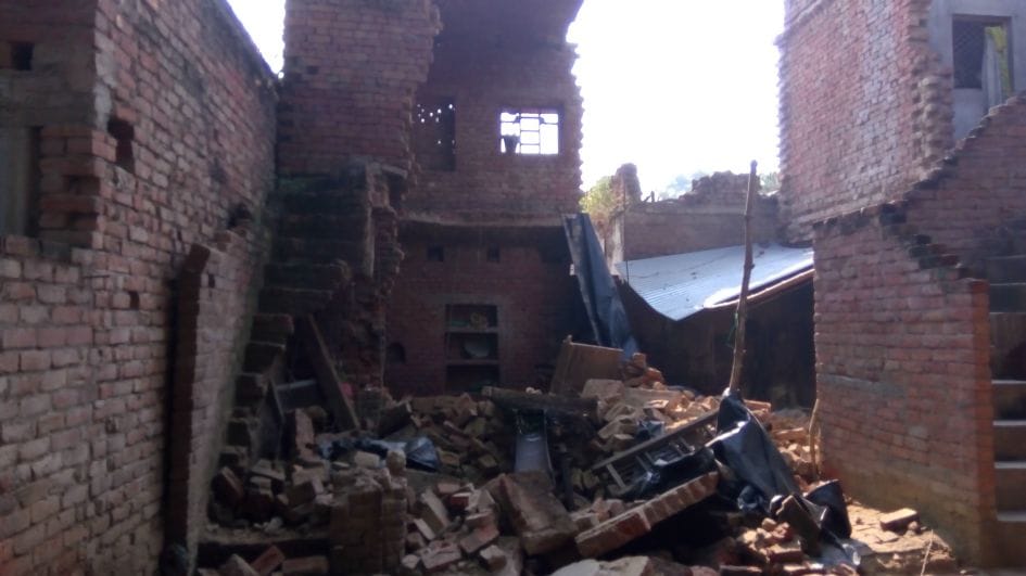The roof of the house collapsed, killing child