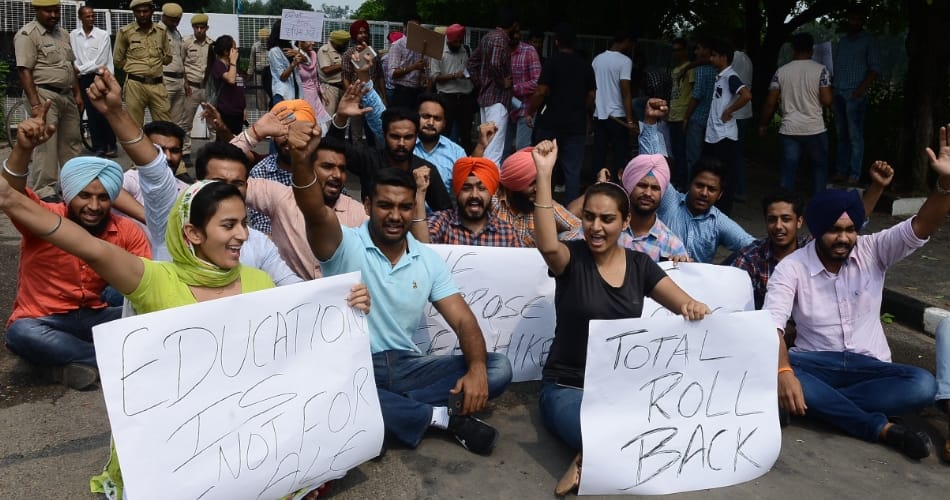 Halla Bol against fee hikes in Punjab university, hunger strike