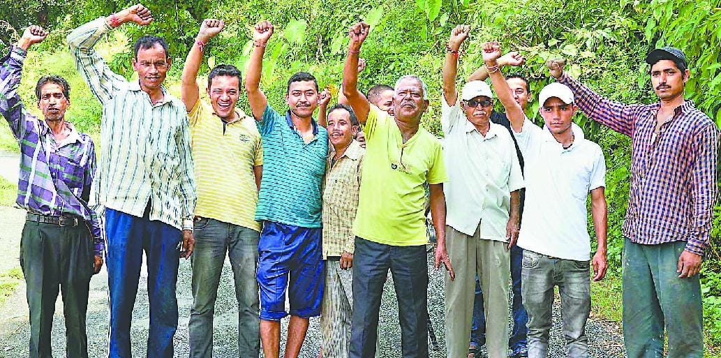 Villagers demonstrating against the district administration