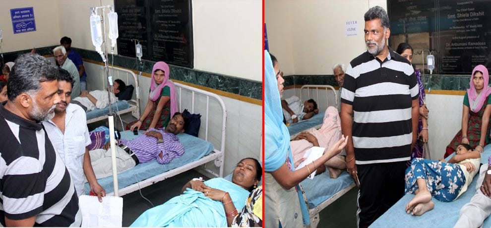 two patient on single bed .. one woman and another a man 