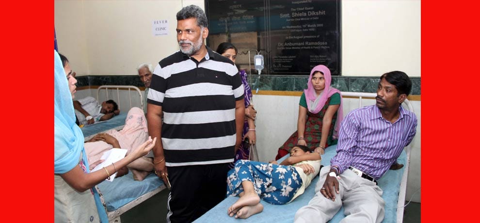 two patient on single bed .. one woman and another a man 