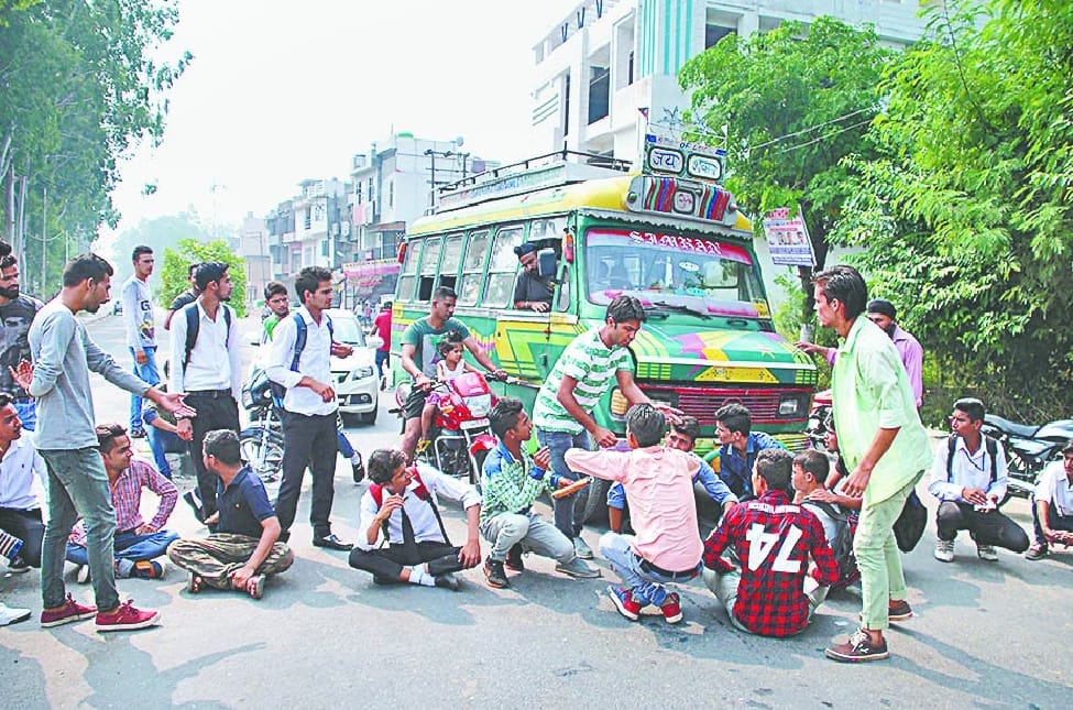 students protest againt police