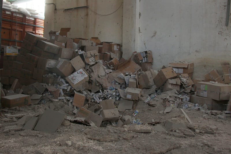 Air raid on a convoy of humanitarian aid group, killing 12 volunteers