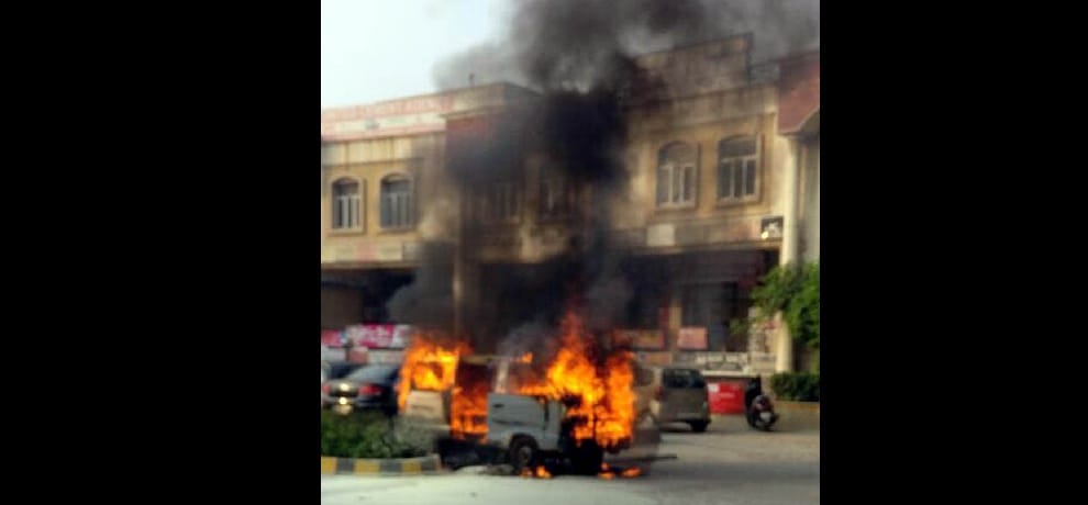 school van catches fire in ghaziabad while children were travelling to school
