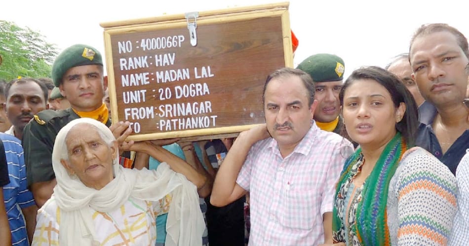 funeral of indian army martyr constablemadal lal sharma in pathankot of punjab