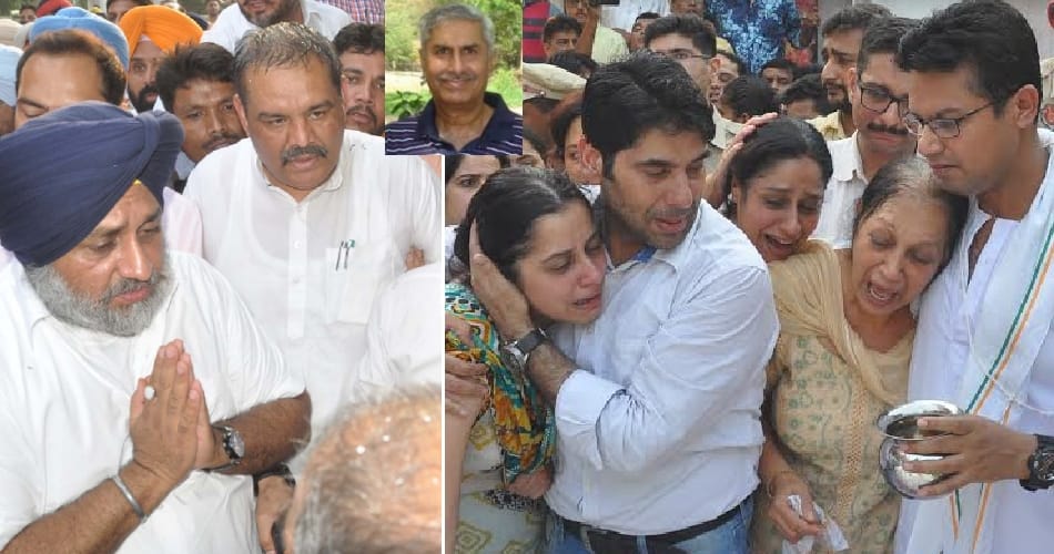 rss leader jagdish gagneja funeral in jalandhar, central minister vijay sampla joined creamation