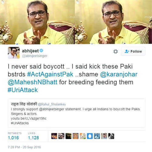 abhijeet singer again tweet some controversial post