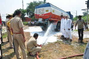 The hole in the diesel tanker , accident averted