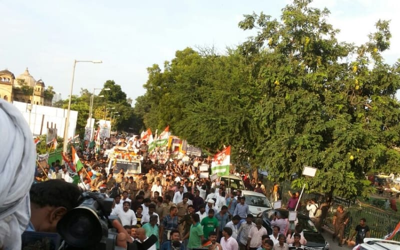 mp rahul gandhi road show in lucknow
