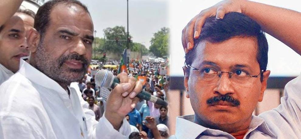 bjp mp ramesh bidhuri abuses kejriwal and his children in an open rally