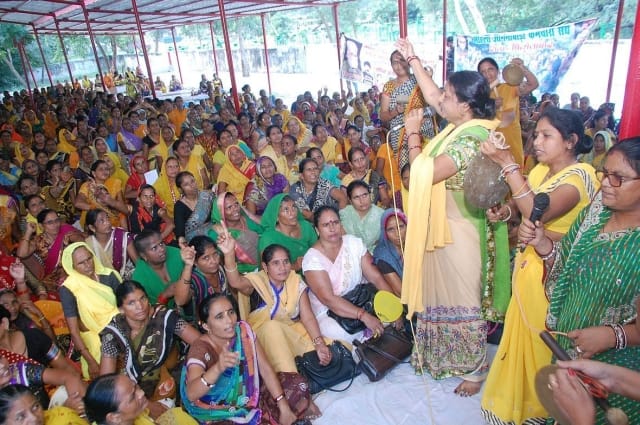 Anganwadi workers demonstrated, marched